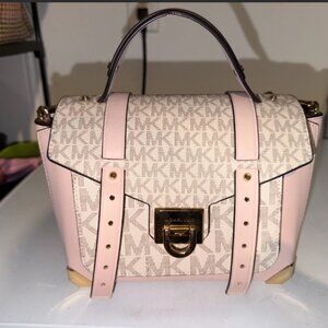 Michael Kors Manhattan Medium Leather and Logo Satchel